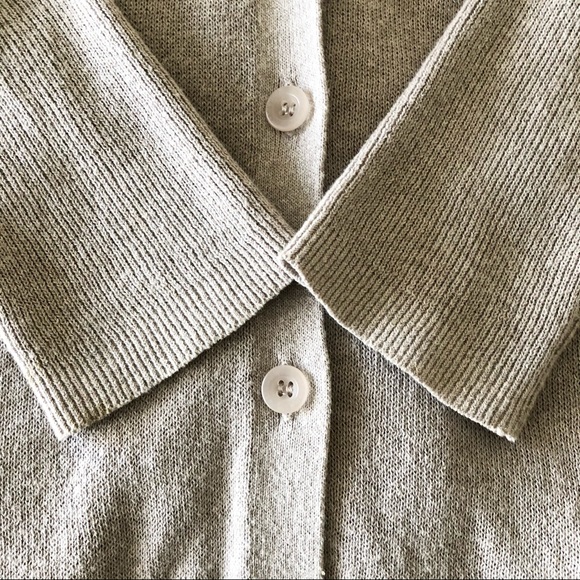 Mid-Length Cotton-Blend Cardigan Beige Size Small - Picture 4 of 8